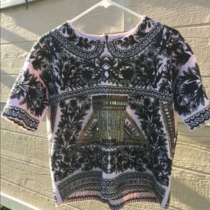 J Crew Holiday Beaded Pink/Navy Top